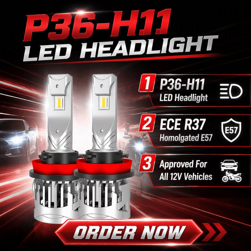 Luxfighter wprowadza na rynek żarówkę LED P36 H11 z certyfikatem ECE R37
